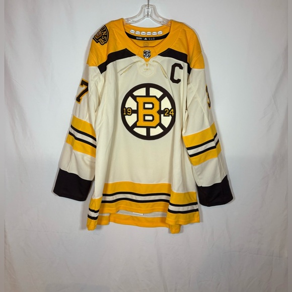 Adidas Boston Bruins #37 Patrice Bergeron 100th Anniversary Hockey Jersey Sz 60